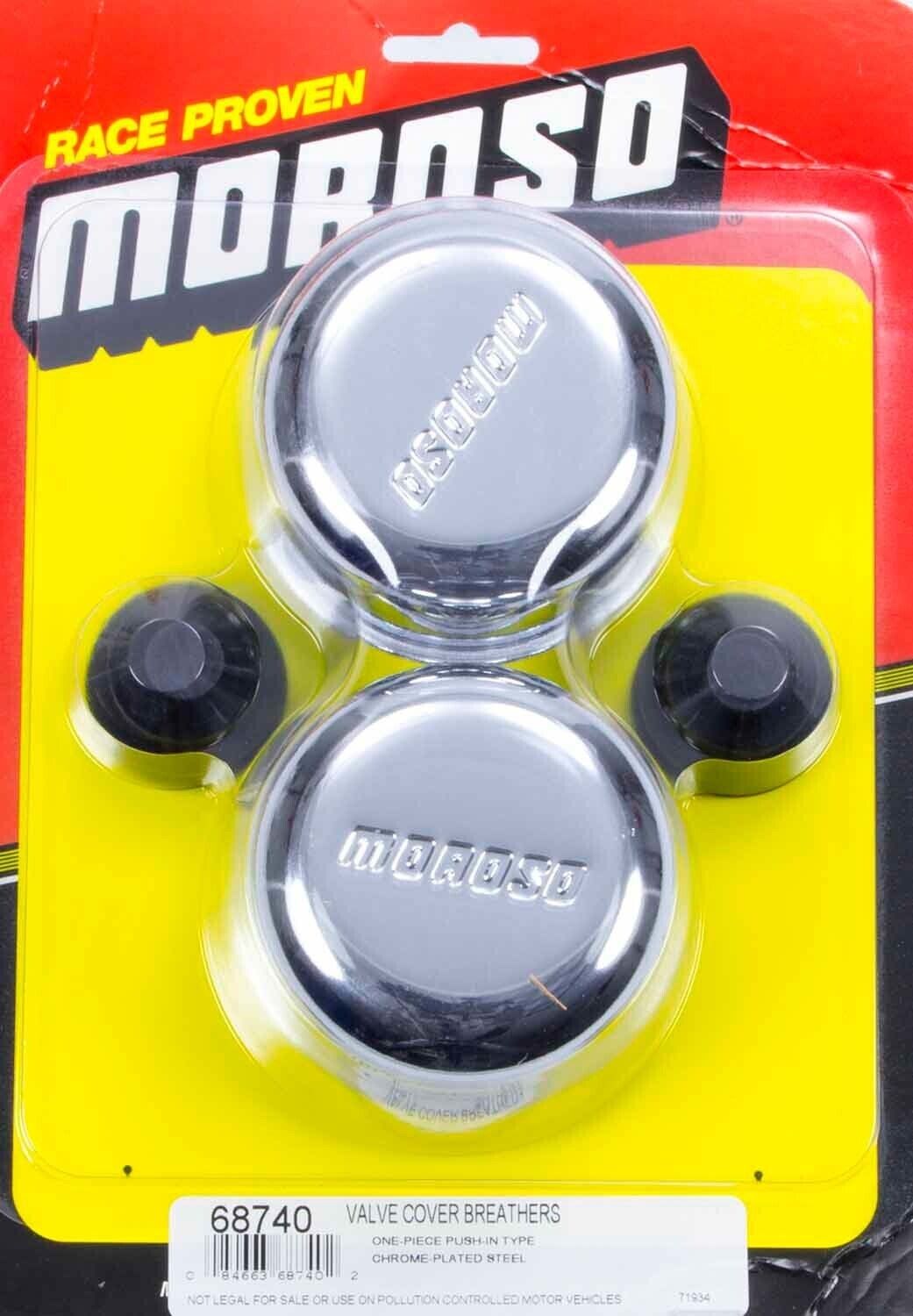 Moroso 68740 Valve Cover Breather Round Push-In Steel Chrome Pair w ...